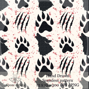 Claw Marks – Wolf Paw Seamless Pattern