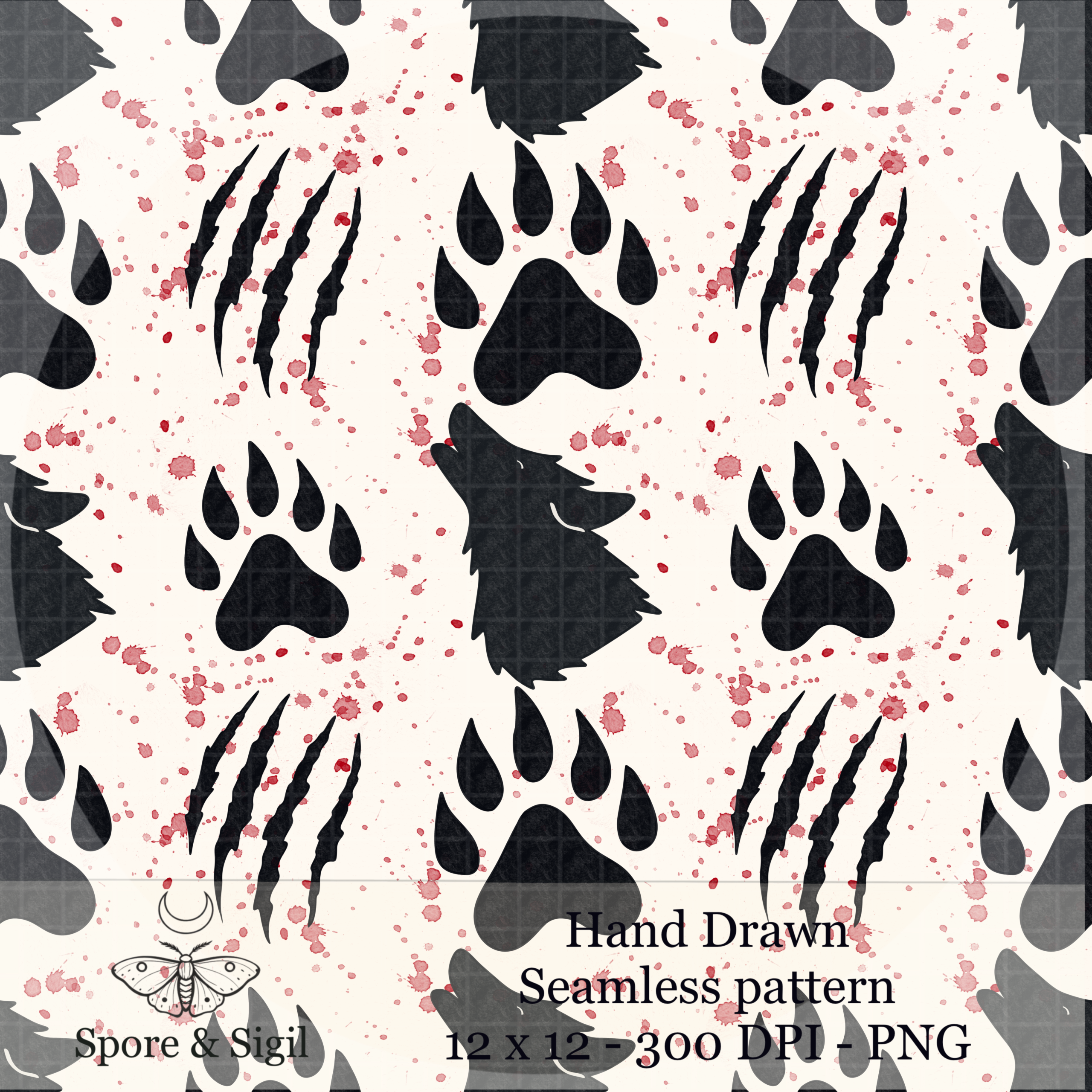 Claw Marks – Wolf Paw Seamless Pattern