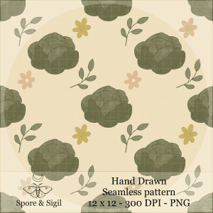 Cottagecore Cabbage Seamless Pattern