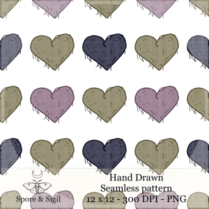 Mossy Heart Seamless Pattern