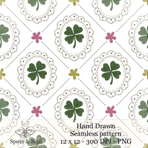 Framed Shamrock – Vintage Clover Seamless Pattern