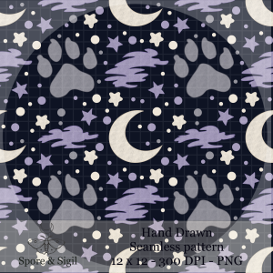 Midnight Paw – Celestial Dog Seamless Pattern