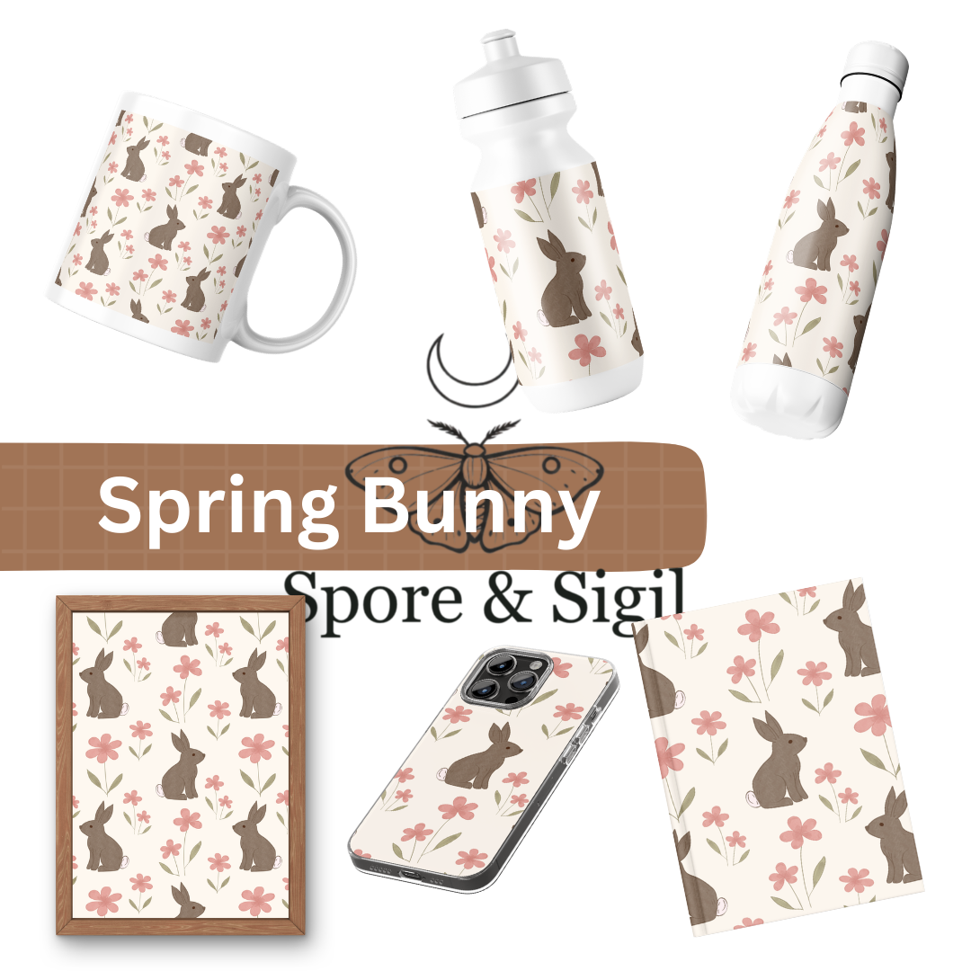Brown Bunny & Pink Floral Seamless Pattern – Spring Cottagecore Digital Download - Image 2