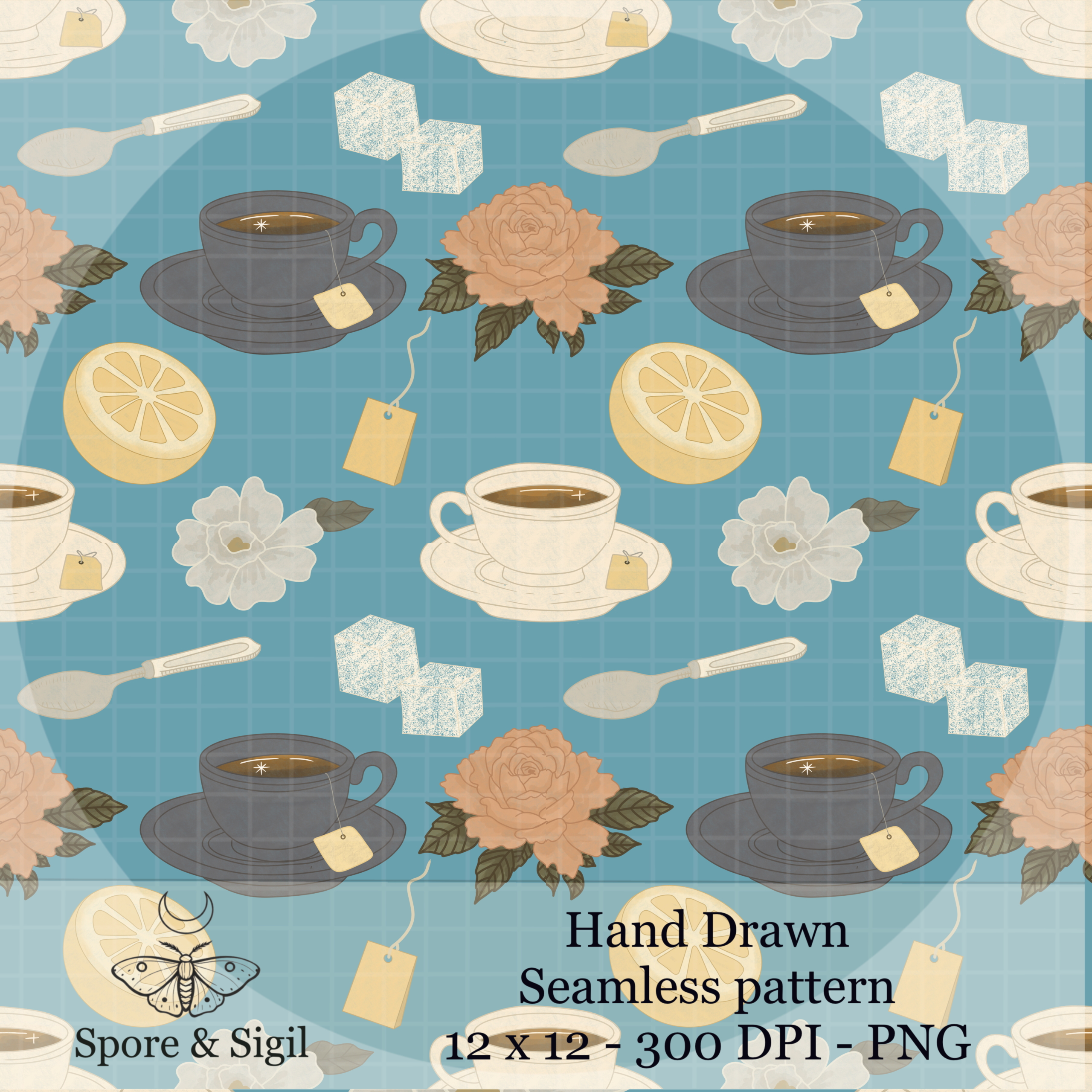 Tea Time – Blue Seamless Pattern