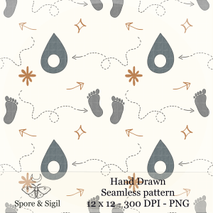 Wander Trail Seamless Pattern – Footprints, Arrows & Journey Icons PNG