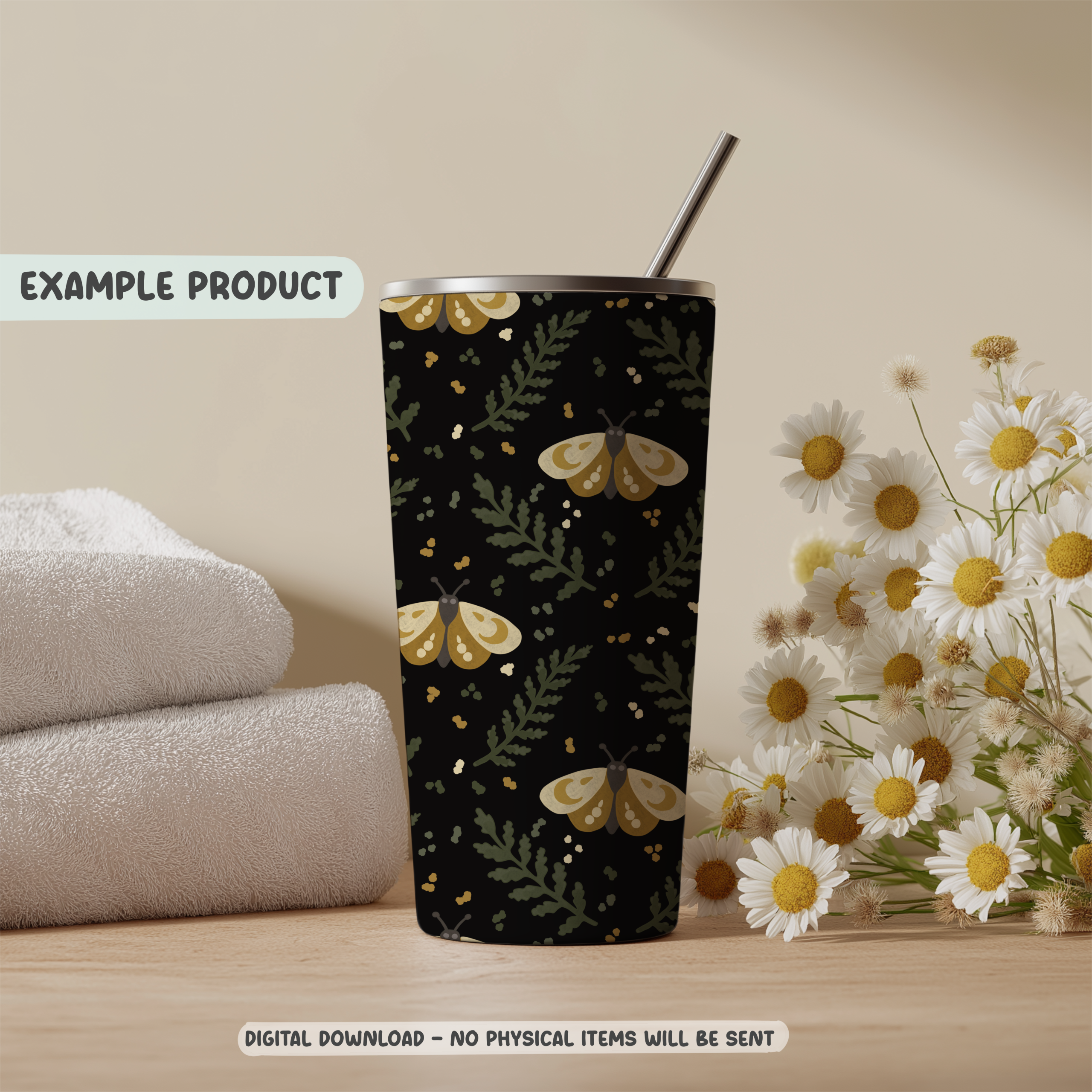 Dark Moth & Fern Seamless Pattern - Image 6