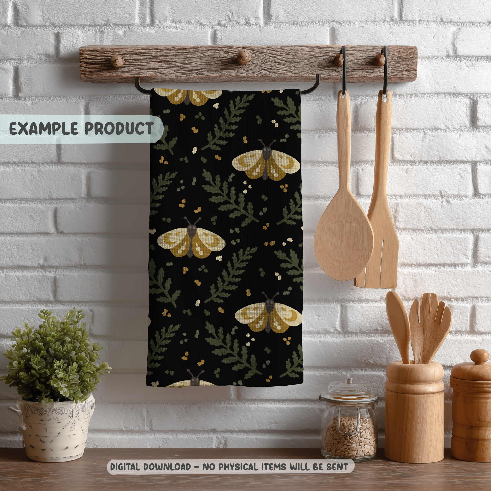 Dark Moth & Fern Seamless Pattern - Image 3