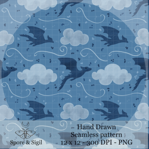 Blue Dragon Seamless Pattern