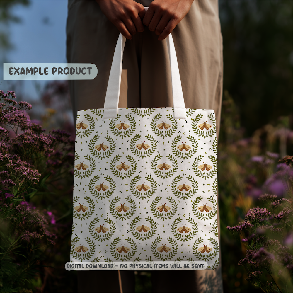 Moth Wreath Seamless Pattern - Image 7