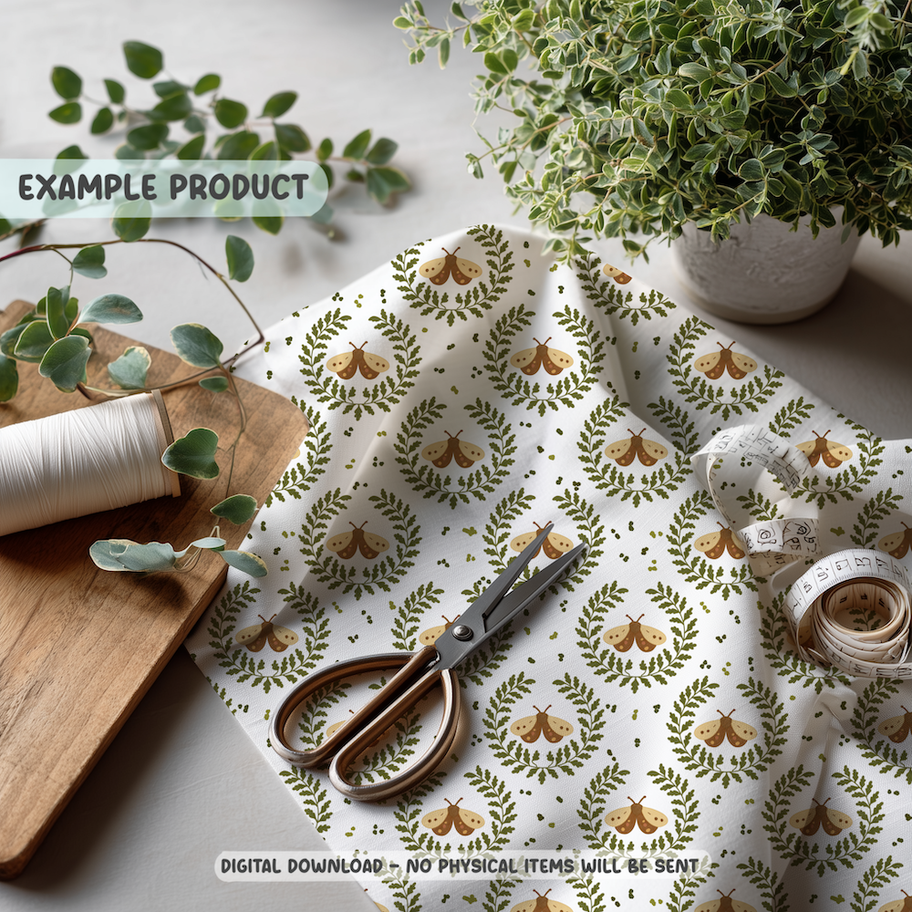 Moth Wreath Seamless Pattern - Image 4