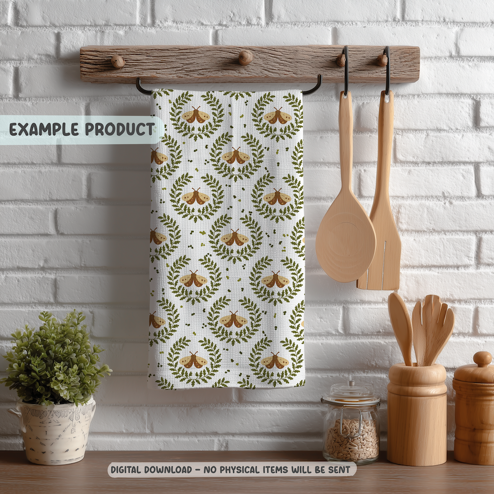 Moth Wreath Seamless Pattern - Image 3