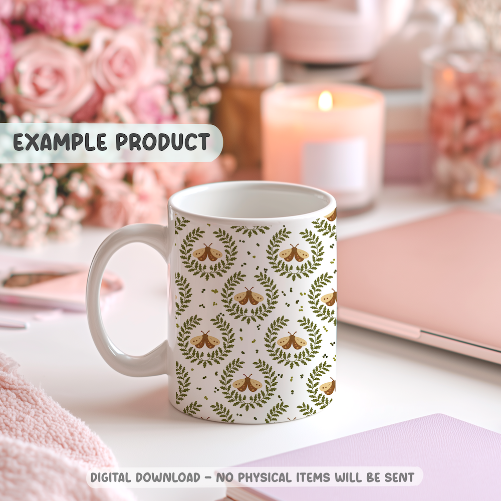 Moth Wreath Seamless Pattern - Image 2