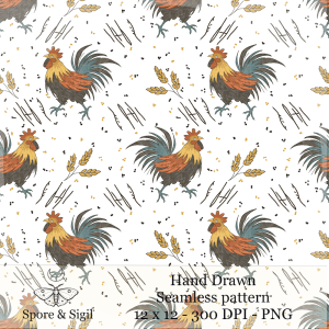 Rooster Seamless Pattern